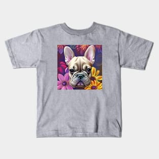 Beautiful Frenchie Flower Kids T-Shirt